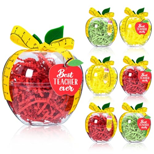 6 Pcs Plastic Apple Containers Teacher Appreciation Gifts in bulk Teacher Gifts Card Holder Teachers Thank You Gifts for Teacher Appreciation Week Back to school First day of school Teacher Birthday gifts