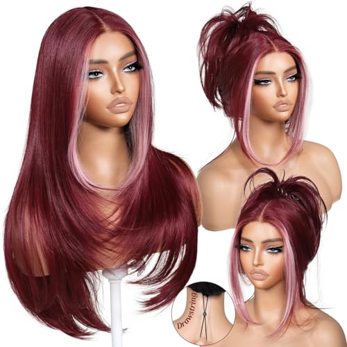 BrownBomb 99J Pink Face Framing Layered Wig Pre-Cut Pre-Plucked Hairline