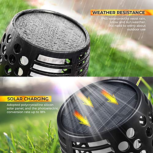 Solar Flickering Flame Torch Lights – Pack of 4 – Outdoor Landscape Garden Decoration Lighting - Optional Height - Dusk to Dawn Auto On/Off, Waterproof - Patio Driveway Dancing Torches Spotlights - Thumbnail 7