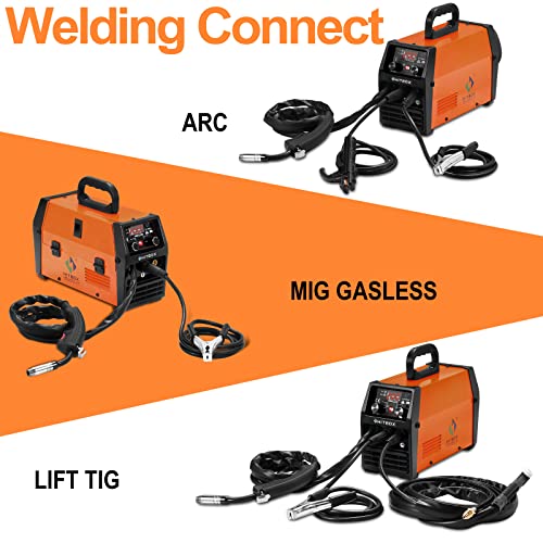 Hitbox Mig Welder & Welding Helmet - 3 In 1 Mig Welder Arc Lift Tig Mig Gasless Dual Voltage 110V/220V 120A No Gas Flux Core Wire Igbt Multifunctional Welding Machine, Large Viewing Welding Helmet #TOP5