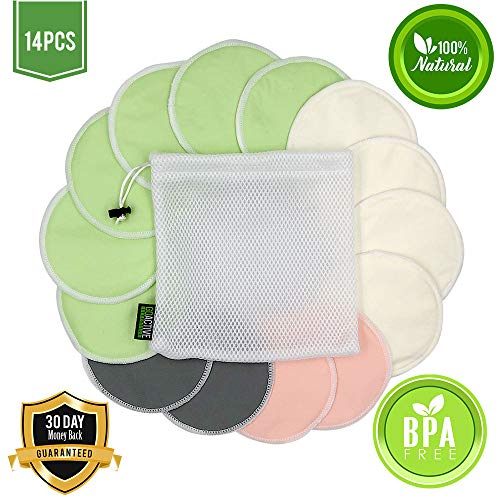 Image of Go Active Lifestyle Nursing Pads for Breastfeeding (14 Pack) - Reusable Breast Pads - Soft & Super Absorbent - Great Baby Shower Gifts (14 Pack (8 Day Pads, 6 Nighttime Pads))