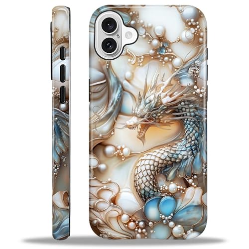 ANLUN STORE Case for iPhone 16, Hybrid Dual Protection Soft TPU + Hard PC Shockproof Cover Anti-Scratch & Slim Protective for Men Women Case Mosaic Dragon Fantasy Art Design