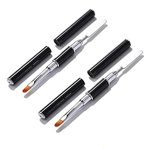 Bertoo - Cepillo y recogedor de gel de uñas de poligel, herramienta de cepillo de uñas de gel de acero inoxidable de doble extremo para cepillos de