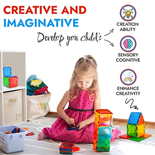Smart Uses 100Pc Magnetic Tiles For Kids Ages 4-8, Educational 3D Magnetic Building Blocks For Kids And Toddlers 1-3, Magnetic Toys With Different Shapes, Colors For Creativity And Imagination. #TOP1