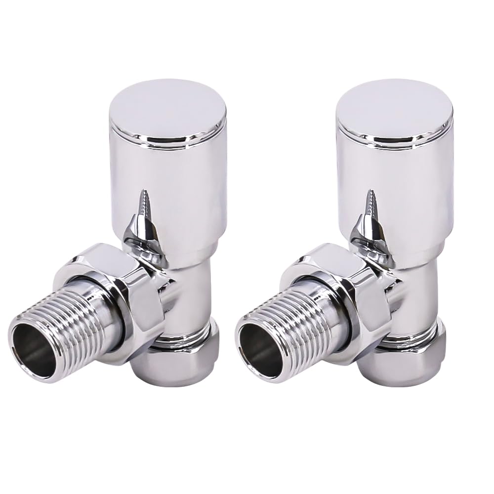 NRG Designer Radiator Valve 15mm Manual Angled Valves One Pair Chrome — image 1