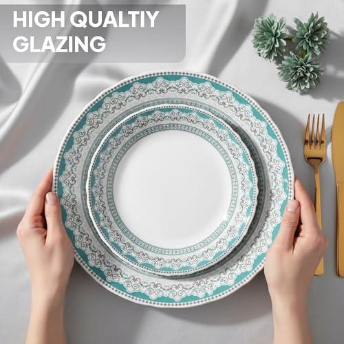 Image of CELLO Celeste Imperial Plus Series Opalware Dinner Set of 27 Piece For Family of 6 | Bone-Ash Free & Leadfree Opal Glass Microwave & Dishwasher Safe Crockery Plates & Bowls Set For Daily Use & Gifting