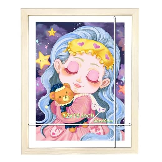 Betionol Diamond Painting Frames, Compatible with 12x16 inch/30x40cm Size Diamond Paintings or Photos or Documents, Natural Wood Color Wooden Frames with Plexiglass and Back Mat and Hanging Kits