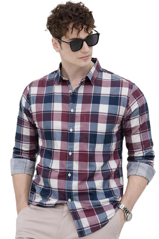 Roadstar Men's Fit Casual Shirt for Men - Latest Stylish Printed Checkered Design Plus Size Shirt for Men-picture-13