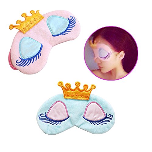 AKOAK Pack of 2 Cute Girl's Travel Princess Crown Sleeping Eye-Shade Blindfold Nap