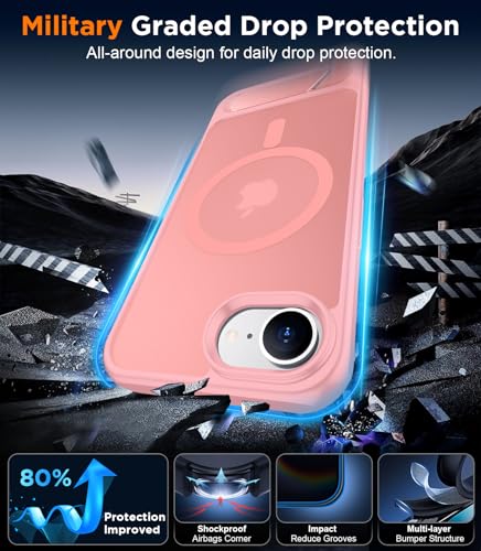 Image of Magnetic Compatible with iPhone 17e Case & iPhone 16e Case,[Built-in Invisible Kickstand][Compatible with MagSafe][Military Grade Shockproof] Slim Translucent Matte Case for iPhone 16e /17e 6.1 inch