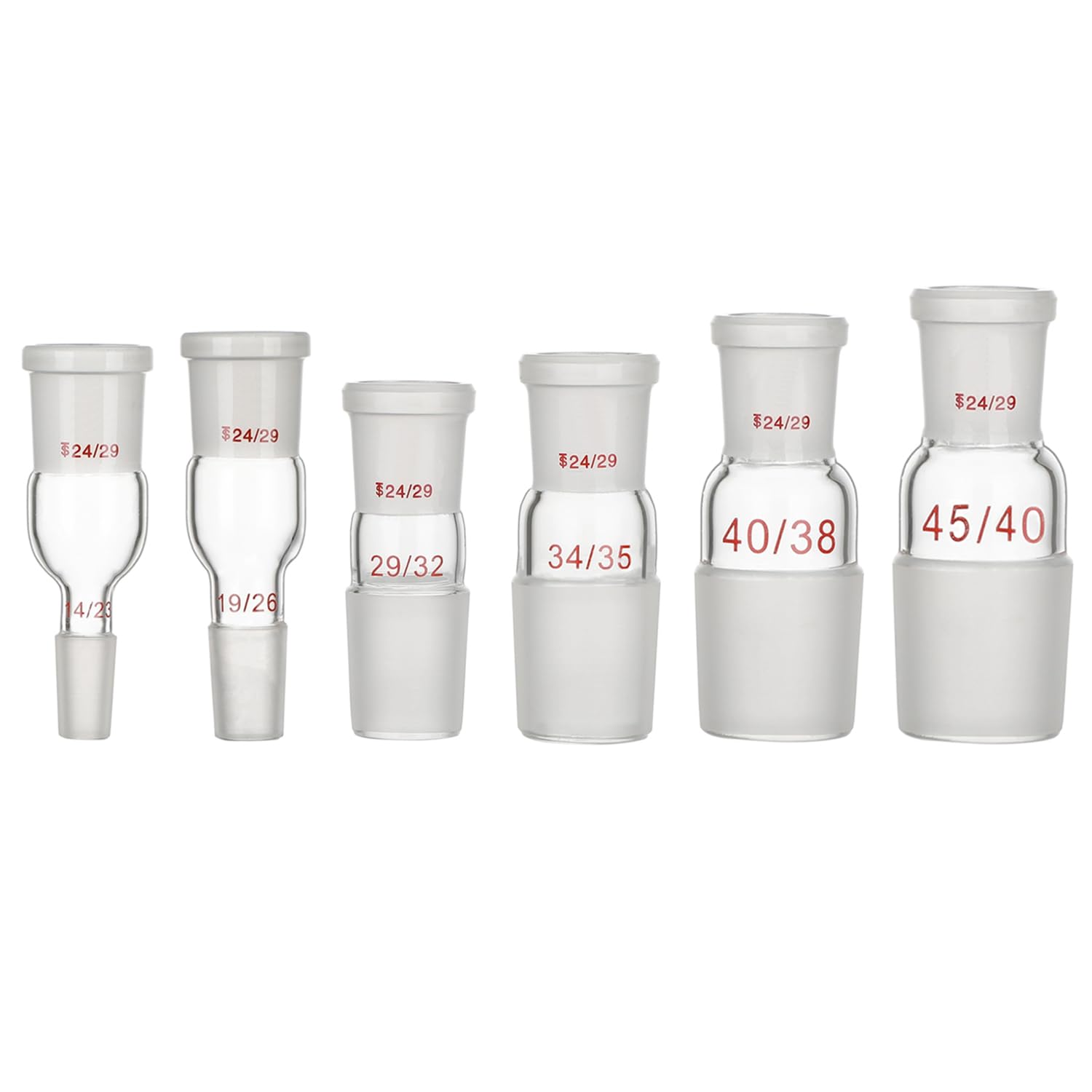 Laboratoire Borosilicate verre droit adaptateur verrerie réduisant l'adaptateur de connexion pour ponter différentes tailles de joints (24/29 to 40/38)