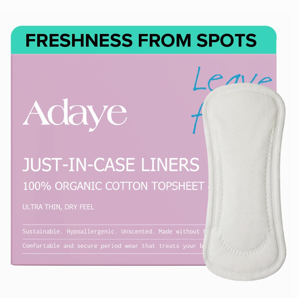 Adaye Panty Liners | 100% Organic Cotton Daily Pads for Women | Ultra-Thin, Hypoallergenic, Breathable & Plastic-Free | Pantyliners for Comfort & Freshness (Box of 12)