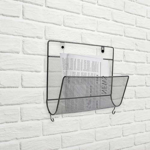 Support mural compact en fer noir pour livres et documents OSALADI