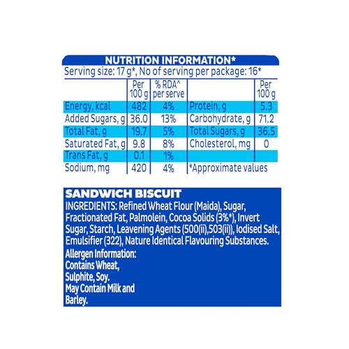 Image of Cadbury Oreo Chocolate Flavour Creme Sandwich Biscuit, 288.75 g Family Pack (Pack of 3)