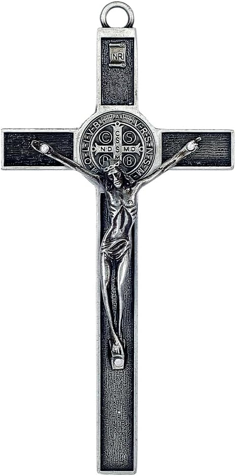 HOBBIESAY 1PCS 7.63 * 3.85 Inch Crucifix Wall Cross Jesus Christ Wall Home Decor Red Metal Slender Crosses Antique Silver Crucifix Cross Crucifixion Christ Wound for Meditation