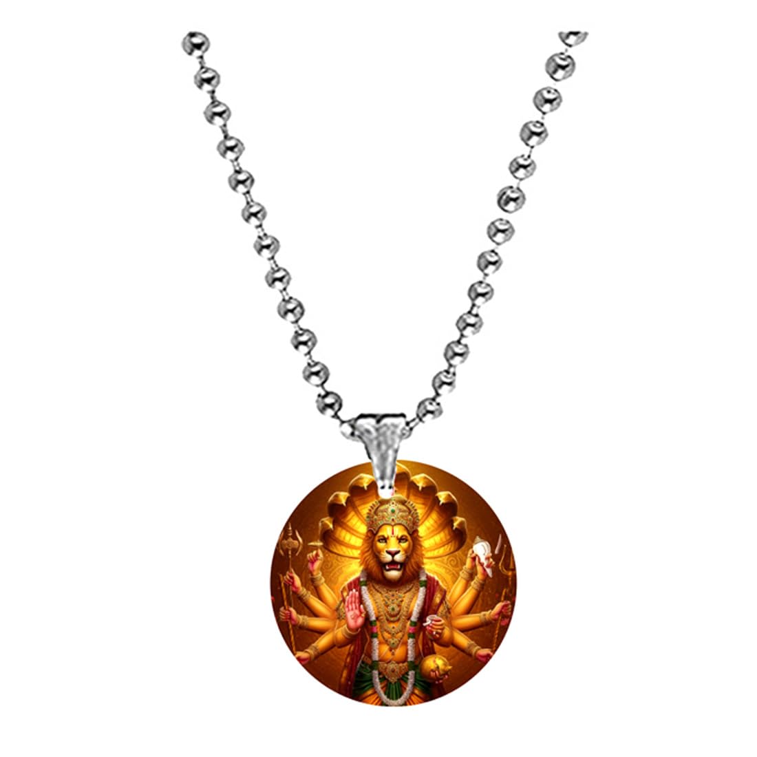 Lord Varaha Narasimha Bead Chain Brown Acrylic Pendant for Men Women Spiritual Temple Design Gift Accessory-image-45