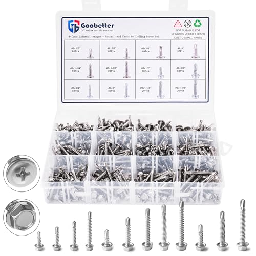 440 tornillos autorroscantes acero inoxidable #8 hex/phillips miniatura 1
