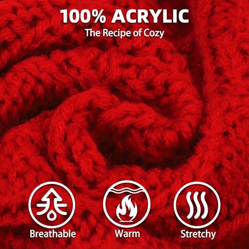 Image of PUPTECK Dog Sweater, Turtleneck Warm Knitted Pullover Coat, Thick Cable Knitwear Clothes in Winter, Pet Apparel Outfits for Large Dogs, for Cold Weather Indoor & Outdoor, Red L