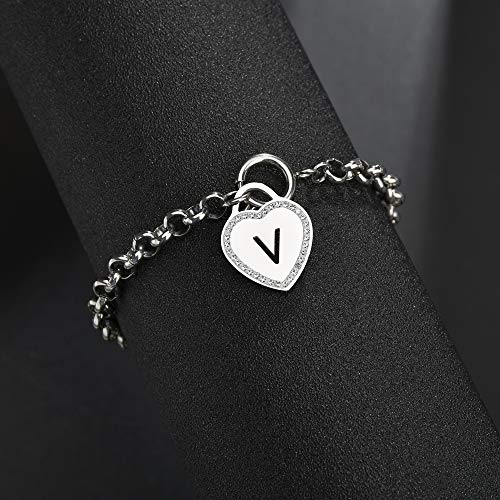 Image of CaleesLLC Letter A to Z Initial Charm Bracelet Adjustable Stainless Steel Anklet Personalized Wrist Link for Women