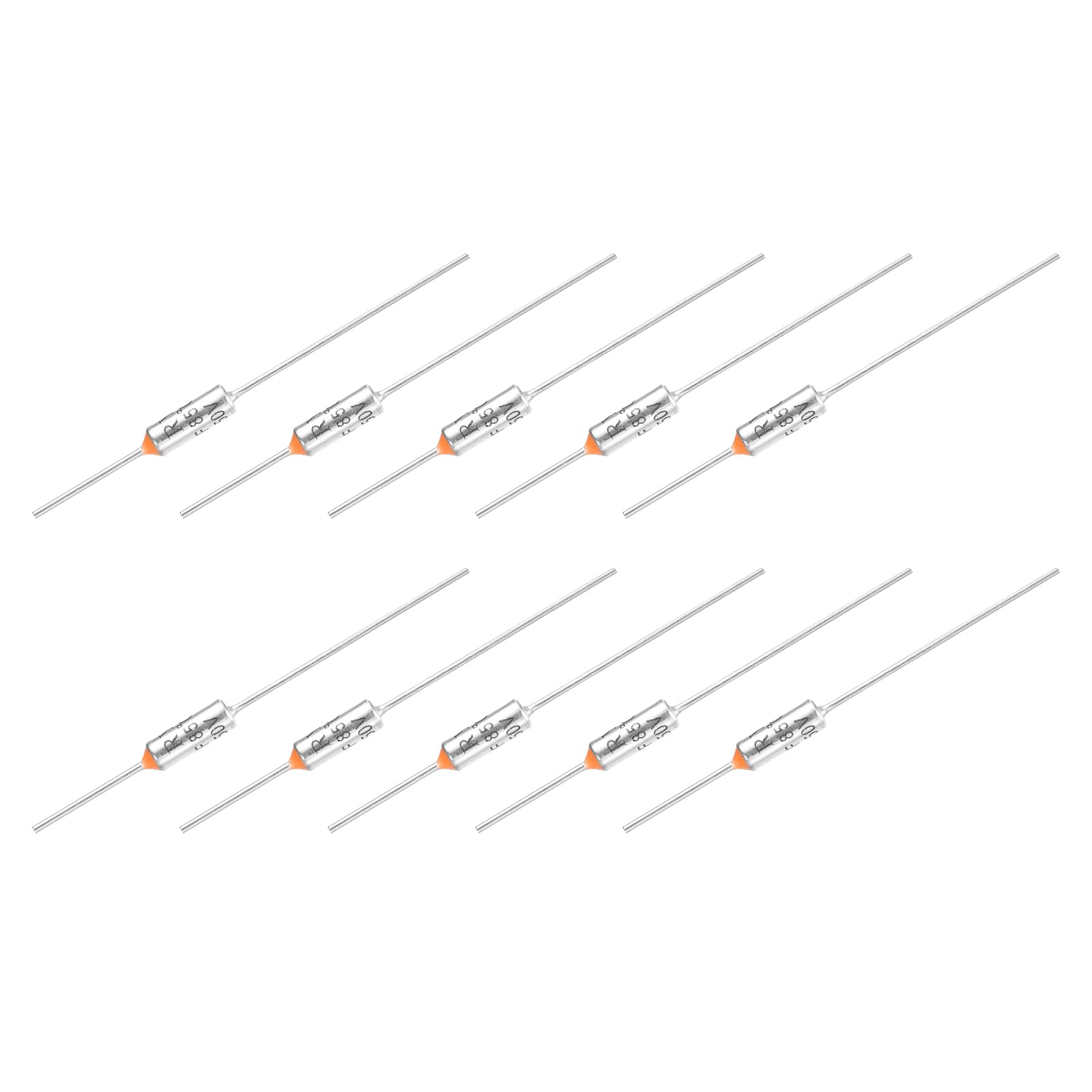 sourcing map 10Pcs Metal Temperature Thermal Fuse RY85 85 °C 185 °F 10A 250V Cutoff Thermal Fuse for Motor Transformer Electric Industrial Home Appliance