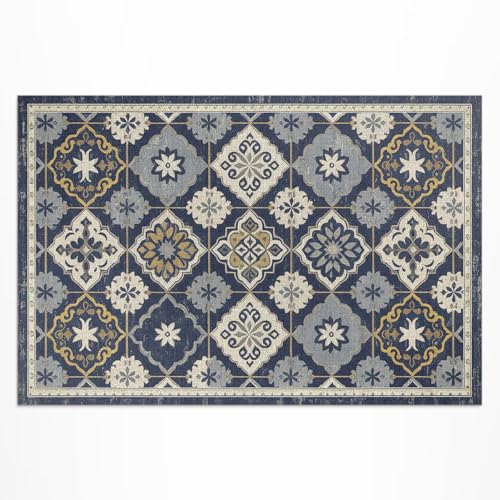 Tapis en vinyle rectangle 80x120 cm étanche motif mosaïque