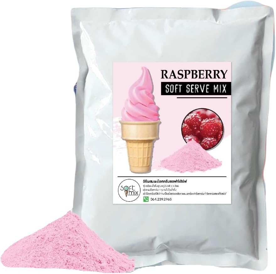 Soft Serve Ice Cream Powder – 1kg Pack, Makes 3.5kg of Ice Cream – Smooth, Creamy & Easy to Make (Raspberry)