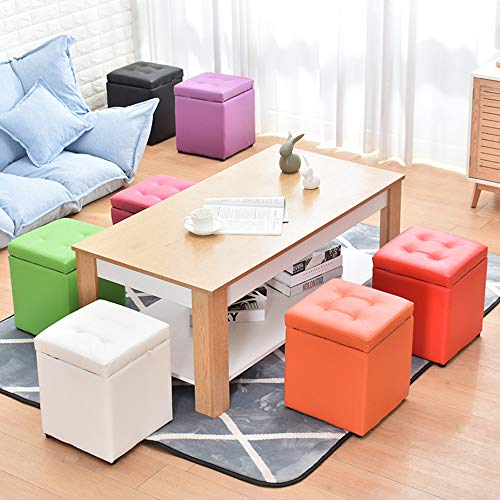 Repose-pieds ottoman de rangement carré en cuir pour salon - 4