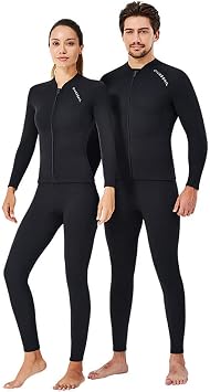 2MM Neoprene Two Piece Wetsuit, Neoprene Surfing Bodyboarding Diving Suit for Men Women Snorkeling Scuba Diving