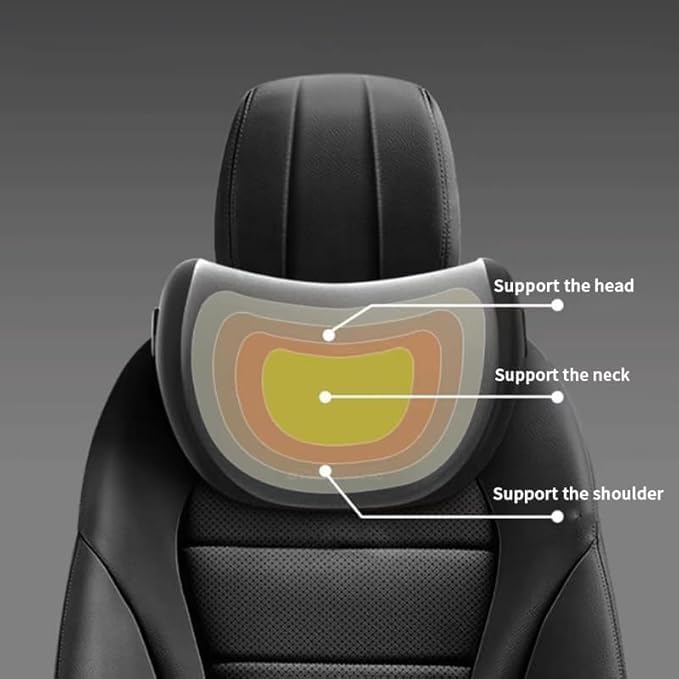 Image of New Car Neck Pillow Car Seat Back Head Rest Memory Foam Pillow for Driving with Adjustable Strap Removable Breathable Cover Neck Pain Relief for Long Drive (Pack of 1) (Grey)