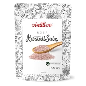 vinativo Rosa Kristallsalz – fein – 2kg – Premium Qualität – unraffiniert – Steinsalz reich an Mineralien – Salt Range Pakistan