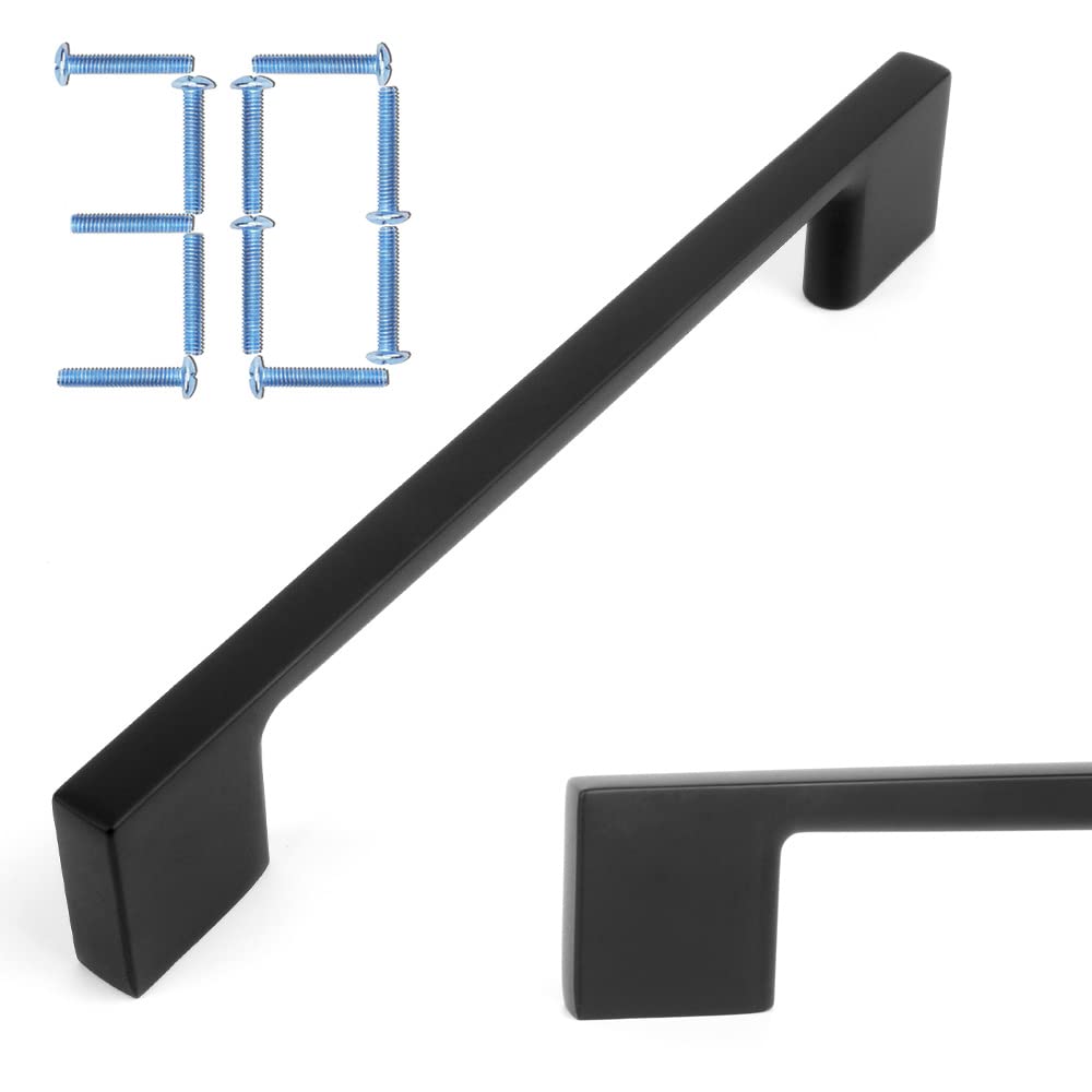 KOOFIZO 30 Pack 5 Inch Matte Black Kitchen Cabinet Pulls Black Cabinet Handles Black Cabinet Hardware for Kitchen Cabinets Drawer P01 Dresser Cupboard Bedroom Bathroom — image 1