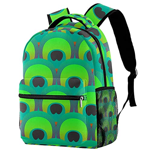 Sac à dos d'école pour filles garçons paon vert, cartable étudiant durable et léger