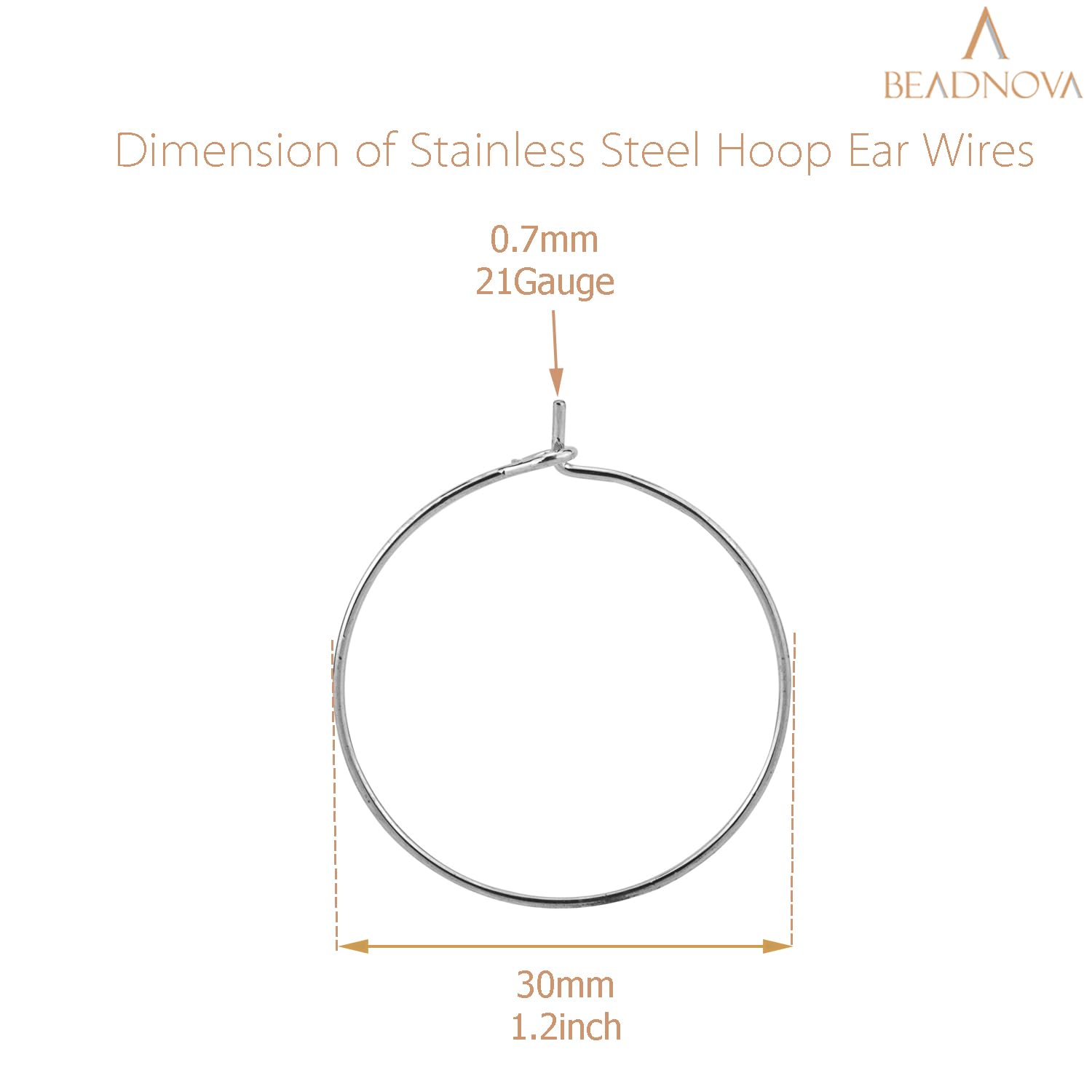 BEADNOVA Hoop Ear Wires 30pcs Stainless Steel 30mm Wine Glass Charm Rings Earring Hoops for Jewelry Making Earring Making DIY - Image 2
