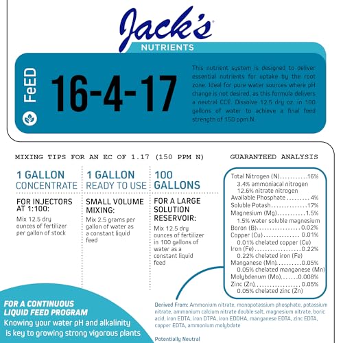 Jack's Nutrients 16-4-17 Fertilizante Hidropónico en Polvo 25lbs miniatura 3