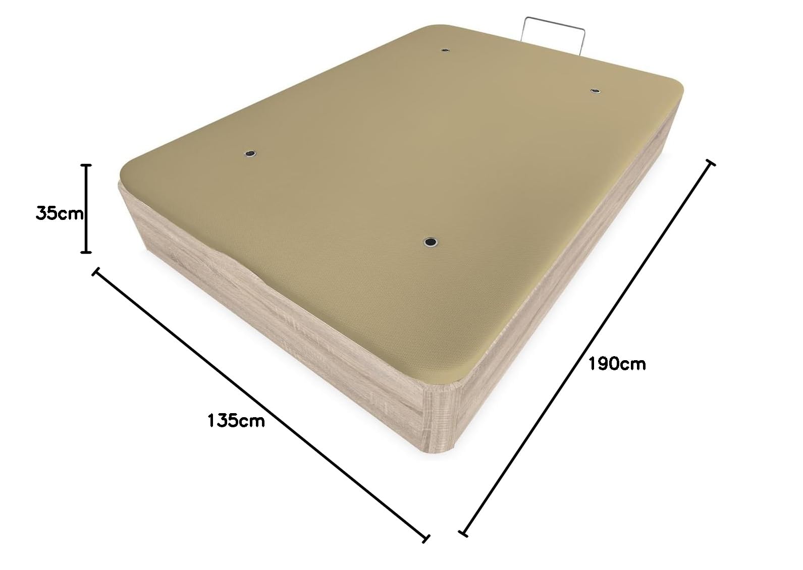 amuéblate Online - Canapé Abatible Extra Reforzado Gran Capacidad con Tapa Transpirable, Esquinas Redondeadas, 135 x 190, Cambria