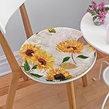 Round Seat Cushions, Sunflower Chair Cushion Pads Non-Slip Soft Padded Foam Cushion for Dining Garde