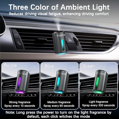 Image of Smart Car Air Freshener, Car Air Freshener Diffuser with 3 Adjustable Modes, Rechargeable Aromatizante para Carro with 8pcs Essential Oil, Long-Lasting, Grey