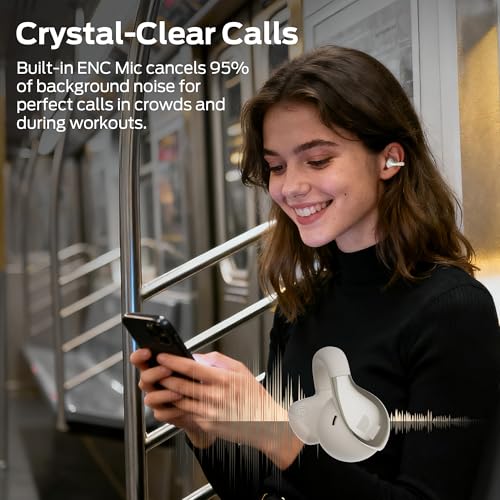 Image of Monster AC225 Open Ear Earbuds, Stereo Sound, Bluetooth 6.0 Open Ear Headphones, Lightweight Comfort Clip-On Earbuds with ENC Mic for Clear Calls, 36H Playtime, Touch Control, IPX6 Waterproof, White