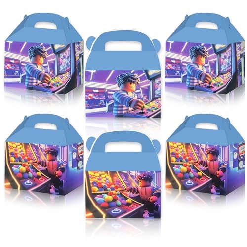 ShrooFit 10PCS Roblo-x Theme Treat Boxs for Party Favor Boxes with Handles Perfect for Birthday Roblo-x Party Supplies