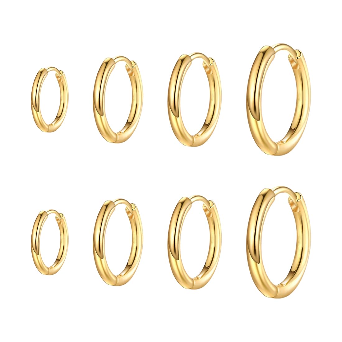 WOZNU 4 Paires Boucles D'Oreilles Créoles Acier Inoxydable - Homme Femme - 8-14mm