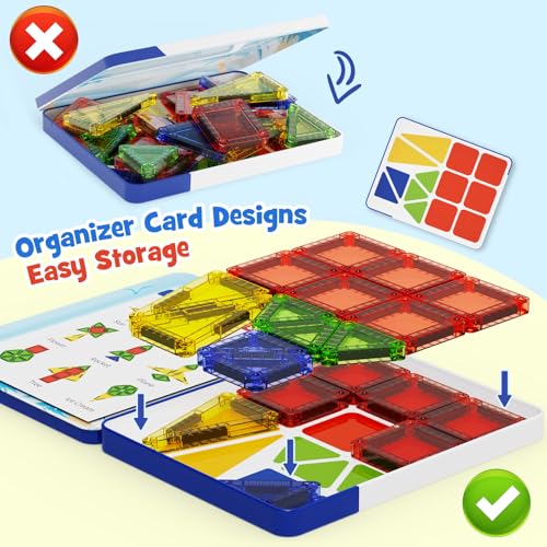 Image of Mini Magnetic Tiles Travel Set: Holds 5+ Blocks, Strong Magnets for Car