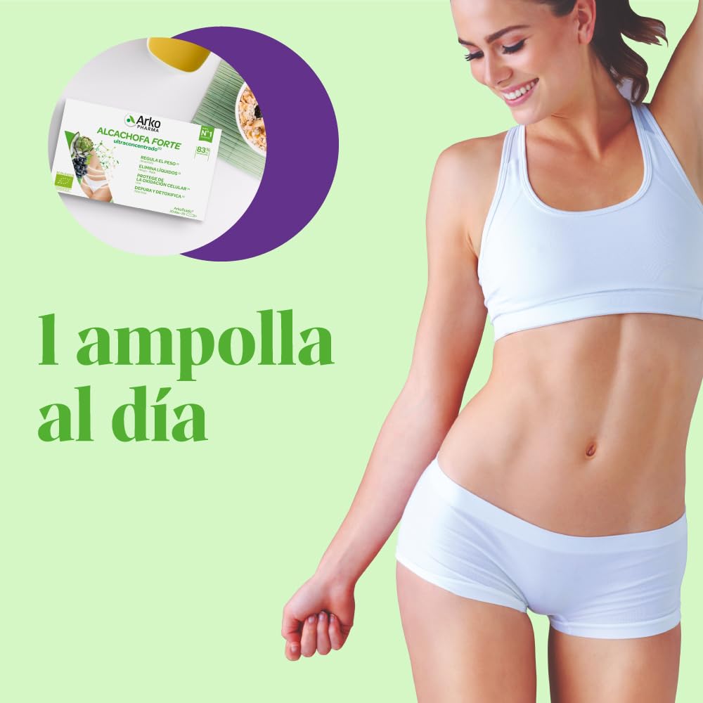 Arkopharma Arkofluido Alcachofa Forte BIO (x2) FORMATO AHORRO 40 Ampollas, Eliminar Toxinas del Organismo, Complemento Alimenticio