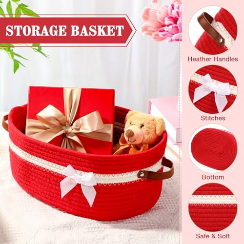 Image of Colingmill 2026 Graduation Large Woven Basket for Gifts Empty Set with Gift Bags and Ribbon Gift Baskets and Wrapping Set Storage 14 inchx 10 inchx 5.5 inch Decorative Box for Class of 2026 Graduation(Red)