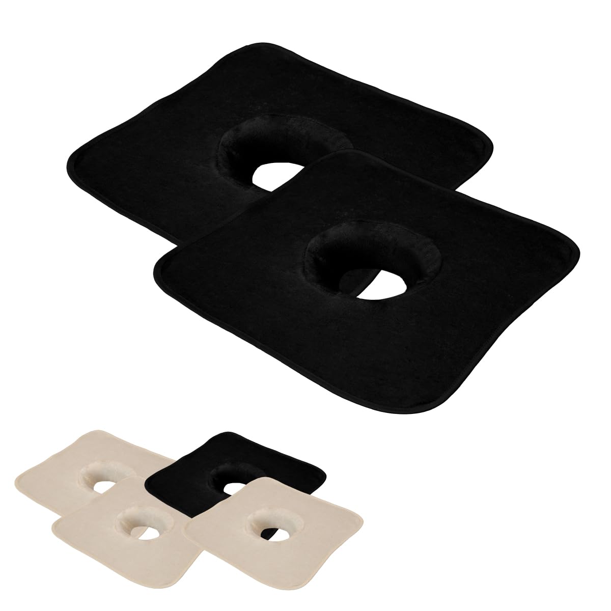 Vivezen - Lote de 2 toallas para la cabeza para mesa de masaje, funda protectora con orificio facial - 35 x 35 cm - 100% poliéster