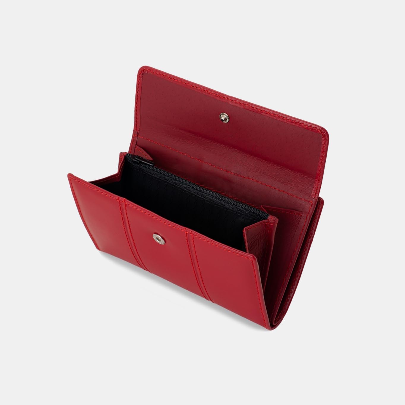 Portfel damski ze skóry bydlęcej elegancki portfel premium ręcznie wykonany w Ubrique, Hiszpania Kolekcja PS, Czerwone, Pequeño - 14.5cm, Klasyczny