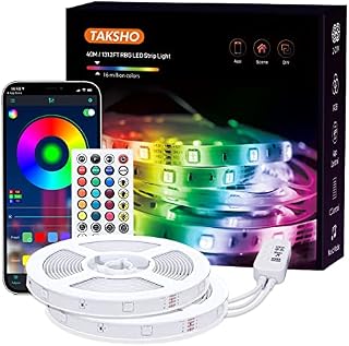 LED Strip Lights 40M, TAKSHO LED Lights Strip Music Sync, App Control with Remote LED RGB LED Lights for Bedroom, 24V 5050 SMD LEDs, for Home Kitchen, Decoration, Party, 2pc x 20m