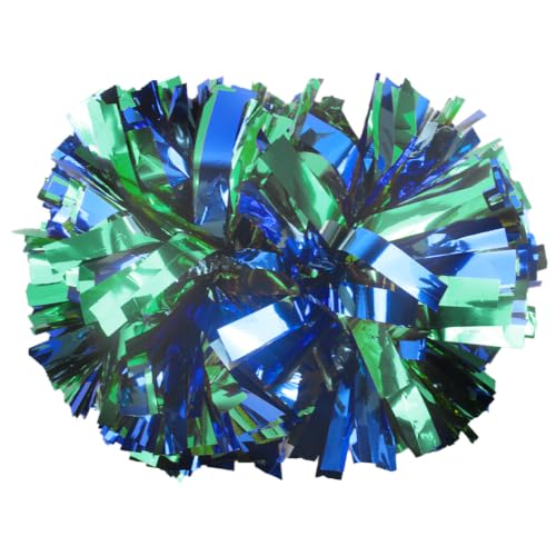 Hooshing 2PCS Blue and Green Professional Pom Poms Cheerleading with Handle