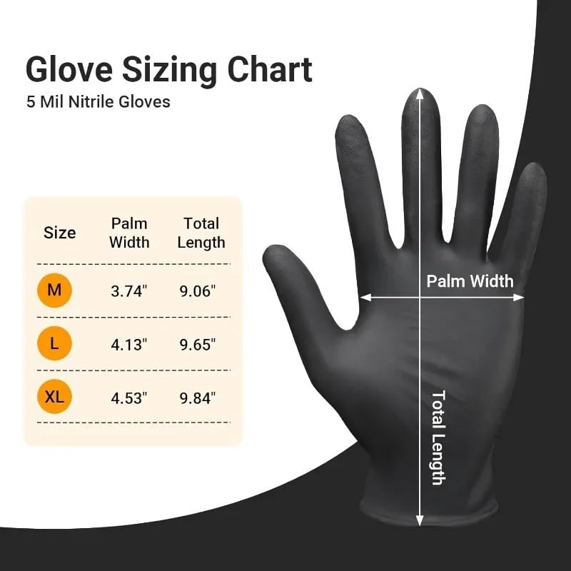 10-100 guantes de nitrilo negros desechables for cocinar, asar, lavar, manicura, limpieza cocina, coche, del hogar(100pcs,M)