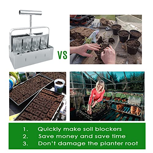Manual Soil Block Maker 8 Soil Blocker 2 Inch Manual Quad Soil Blocker Set Micro 2 Inch Soil Block Soil Blocking Tool For Seed Stater Tray #TOP5