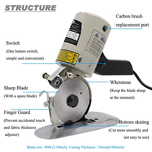 image for CGOLDENWALL YJ-90B Portable Electric Industrial Fabric Cutter 30mm Max